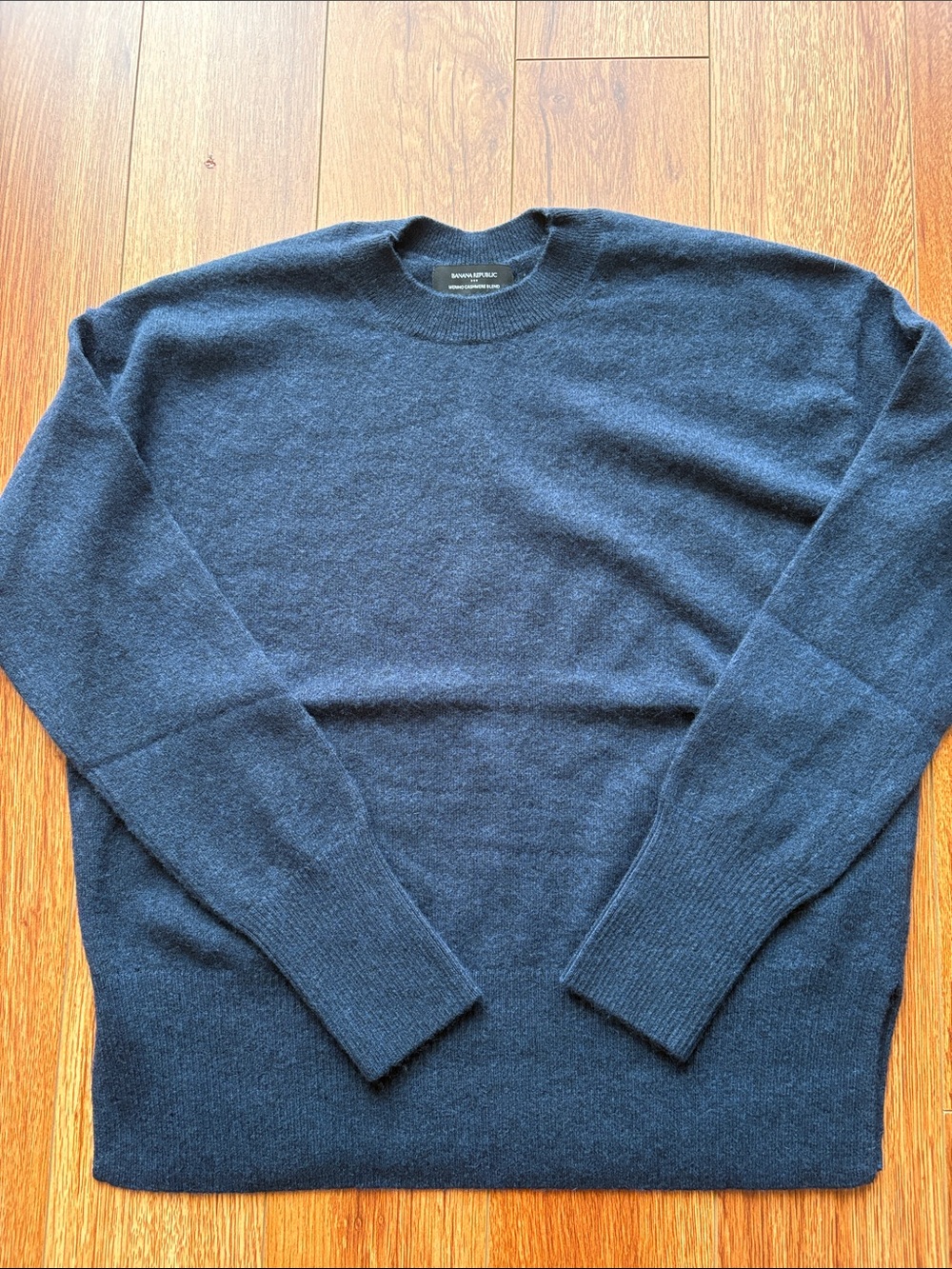 Banana Republic Merino Wool Cashmere Pullover Boxy Oversized Sweater Navy XS EUC